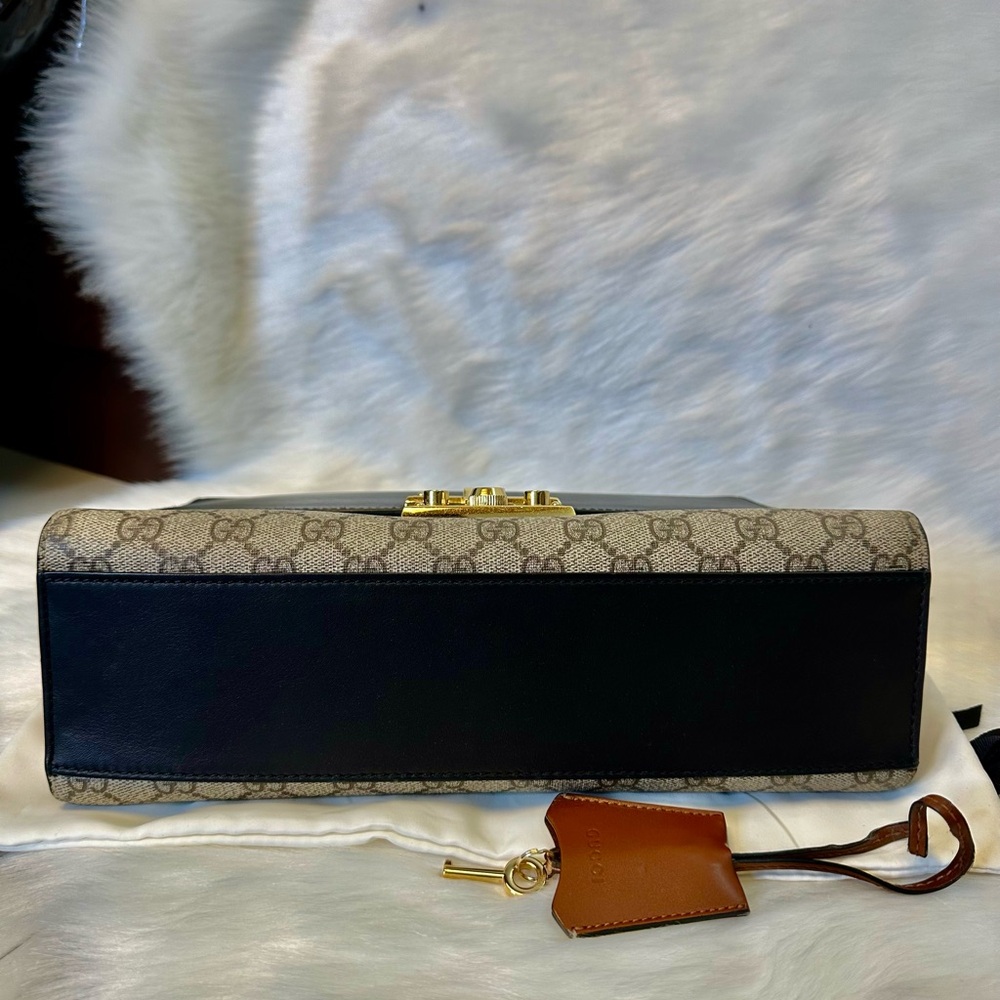 Gucci Black and Tan GG Canvas Shoulder Bag - Picture 13 of 17